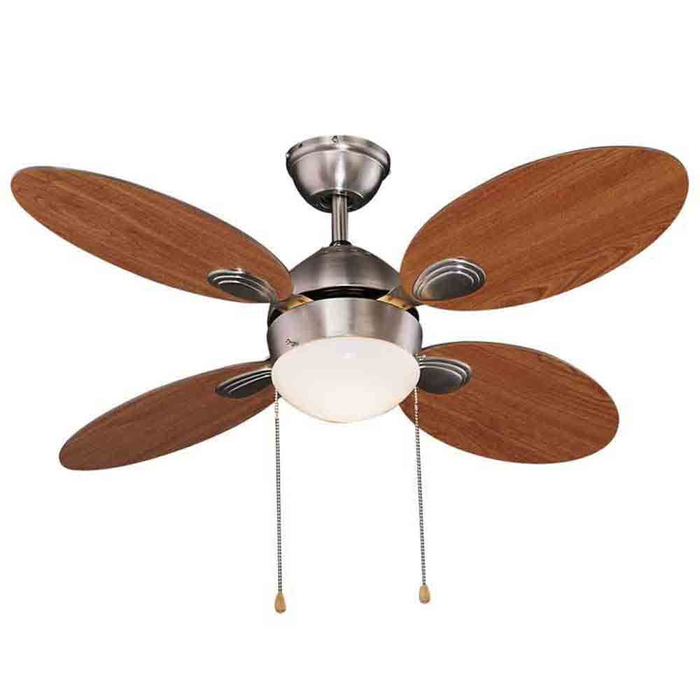 Ventilatore agitatore da soffitto con 4 pale in legno ciliegio e luce centrale VINCO 70921