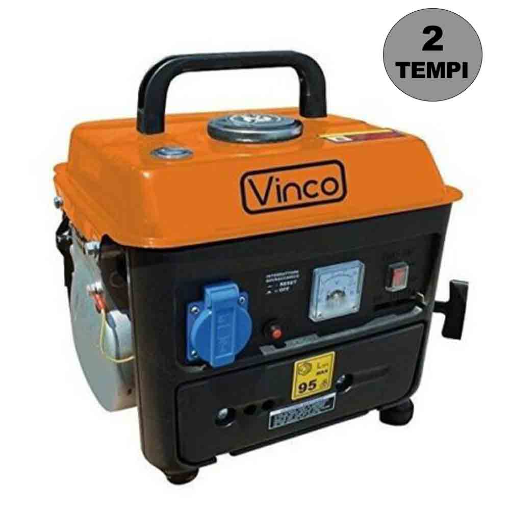 Generatore di corrente portatile a benzina motore 2 tempi potenza max 0,8 KW gruppo elettrogeno VINCO 60104