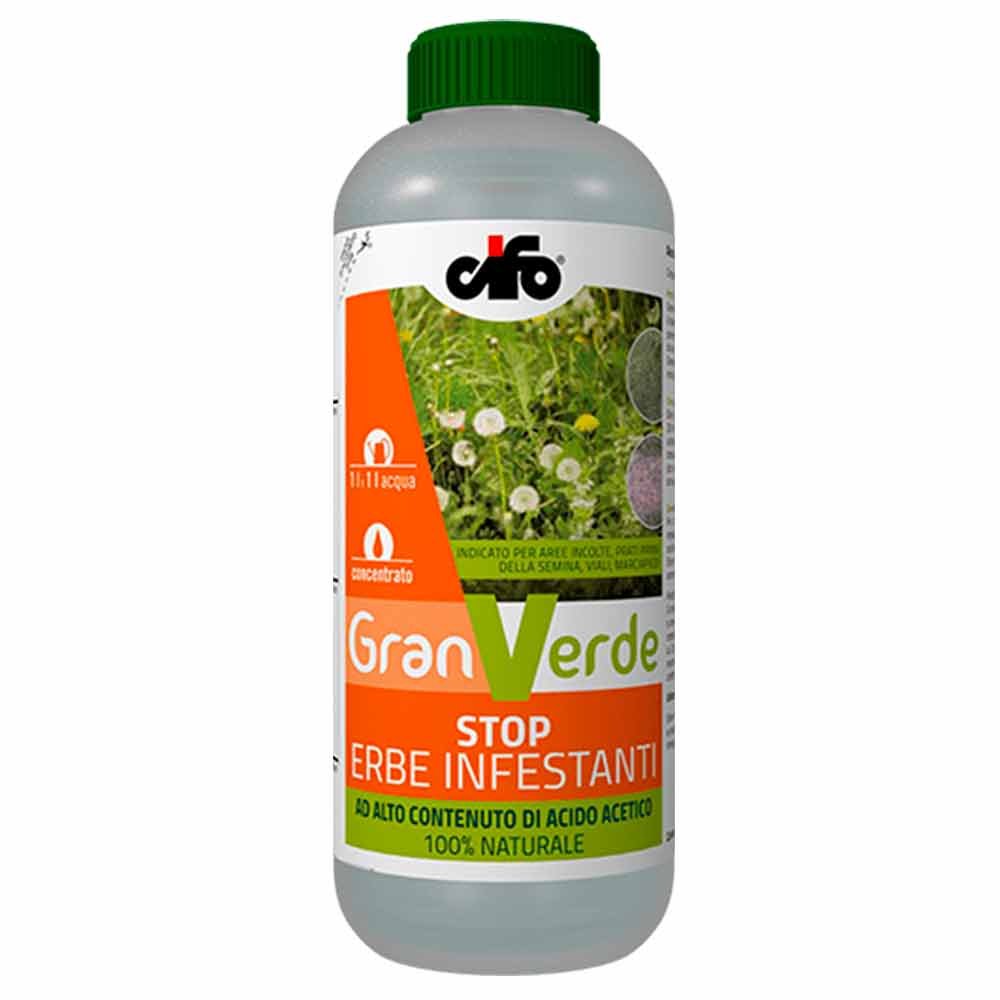 Diserbante erbicida naturale acido acetico contro piante indesiderate lt.1 CIFO ACETO GRANVERDE
