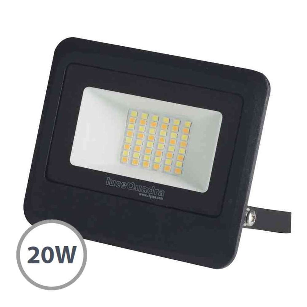 Faro led da esterno proiettore led 20W 1800 lumen nero CFG SQUARE LED con selettore luce 3000K-4000K-5000K