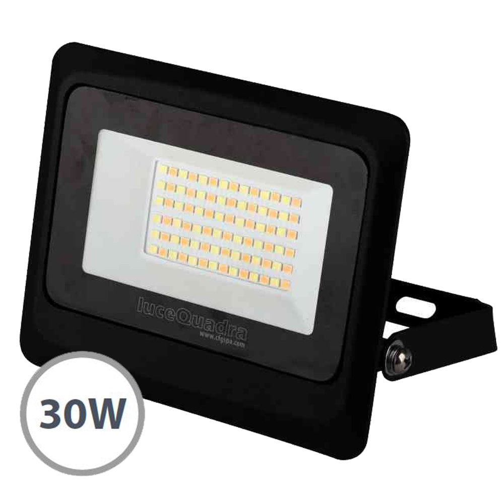 Faro led da esterno proiettore led 30W 2700 lumen nero CFG SQUARE LED con selettore luce 3000K-4000K-5000K