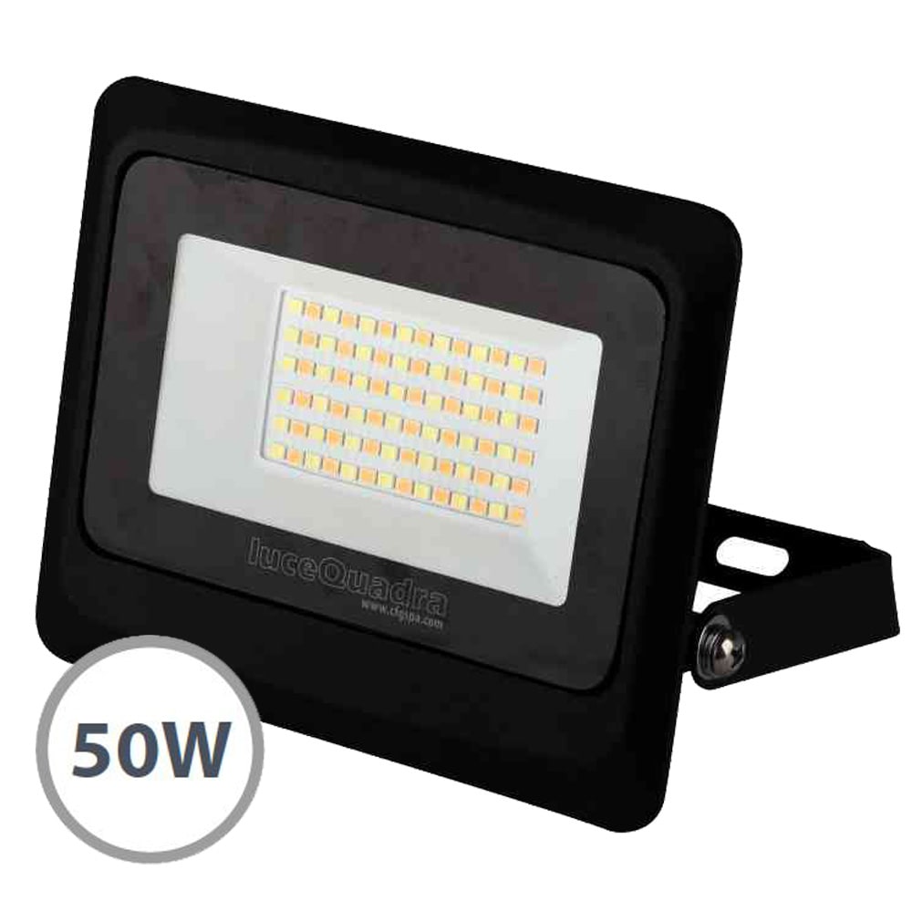 Faro led da esterno proiettore led 50W 4500 lumen nero CFG SQUARE LED con selettore luce 3000K-4000K-5000K