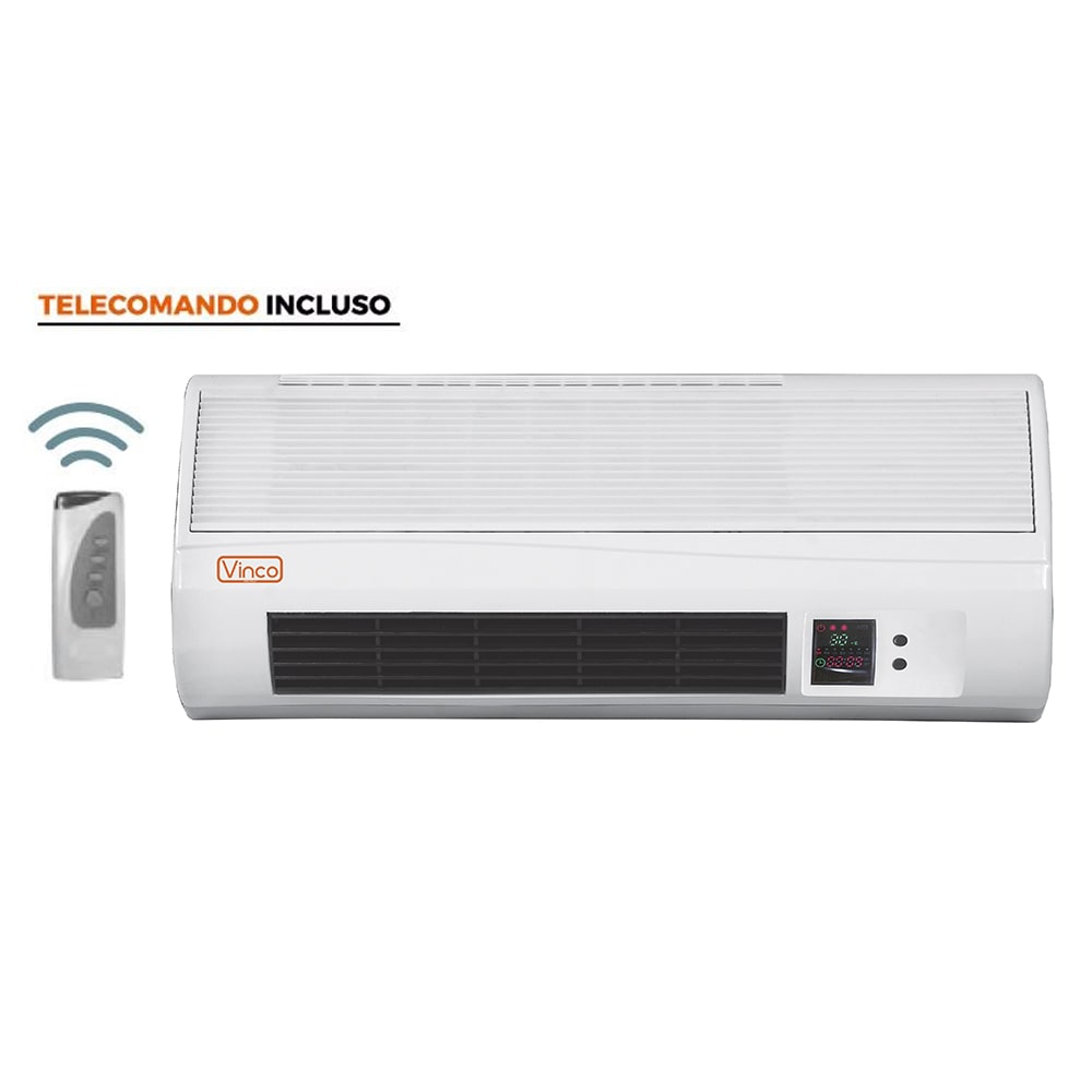 Termoventilatore a parete con telecomando e timer 2000W bianco VINCO 70328